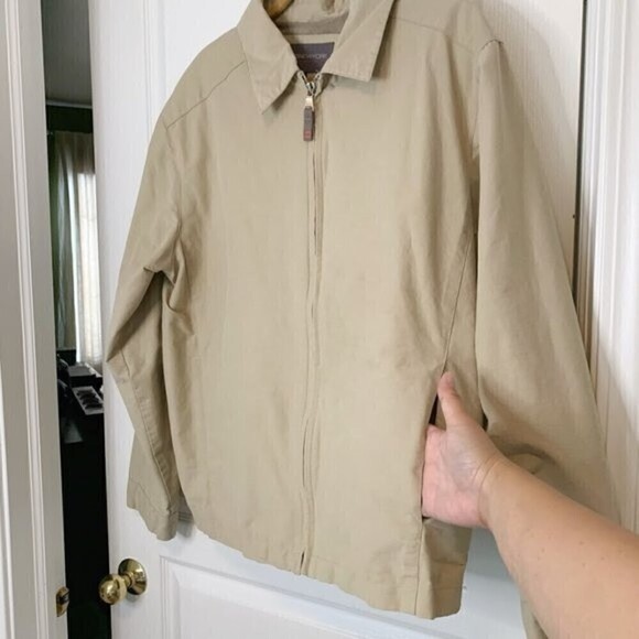 Andrew Marc Men's Full Zip Lightweight Casual Summer Zip Khaki Jacket - Picture 4 of 11